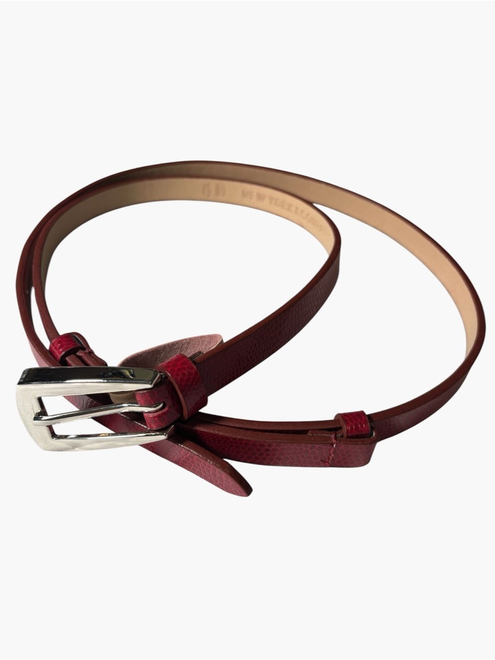 New York & Company Red Snakeskin Adjustable Belt, Size S/M
